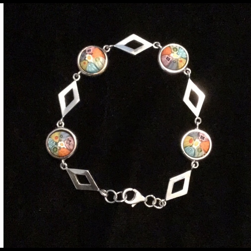 🆕 Murano Millefiori Round silver bracelet.